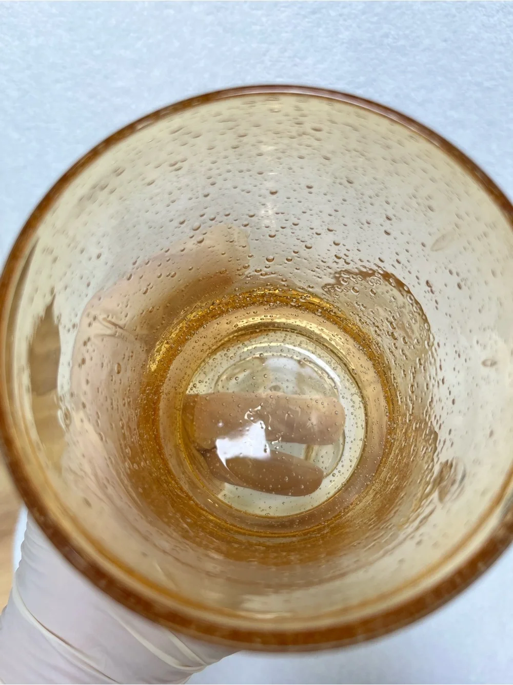 Mexican Amber Bubble Glass Set 4 Hand Blown Height 4 1/2” Holds 12 Ounces EUC